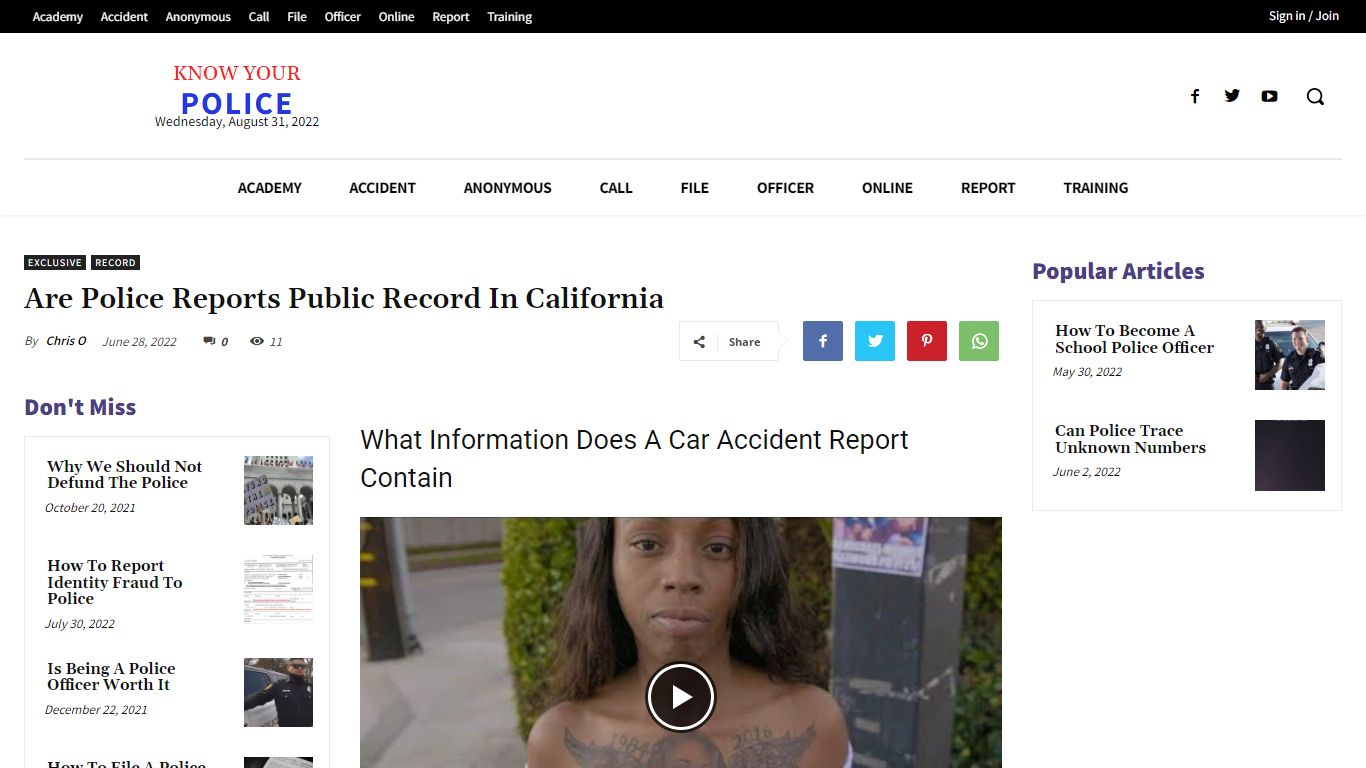 Are Police Reports Public Record In California